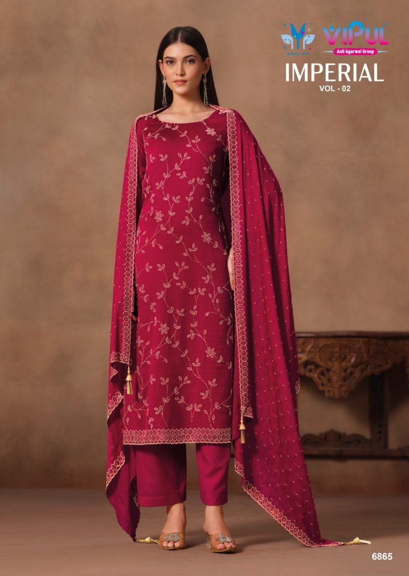 Imperial Vol 2 By Vipul Satin Chiffon Designer Salwar Suits 